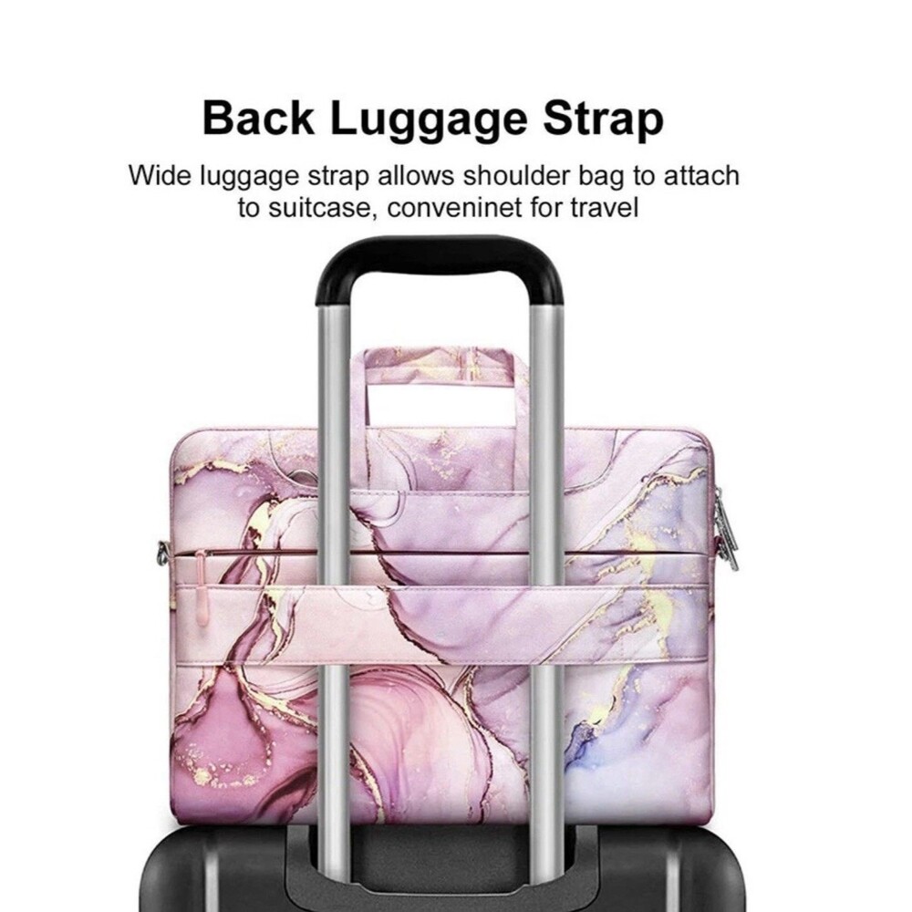 Mosiso Large 16” Laptop & Tablet Storage Sleeve In Pink Purple Marble Print New - Picture 3 of 8